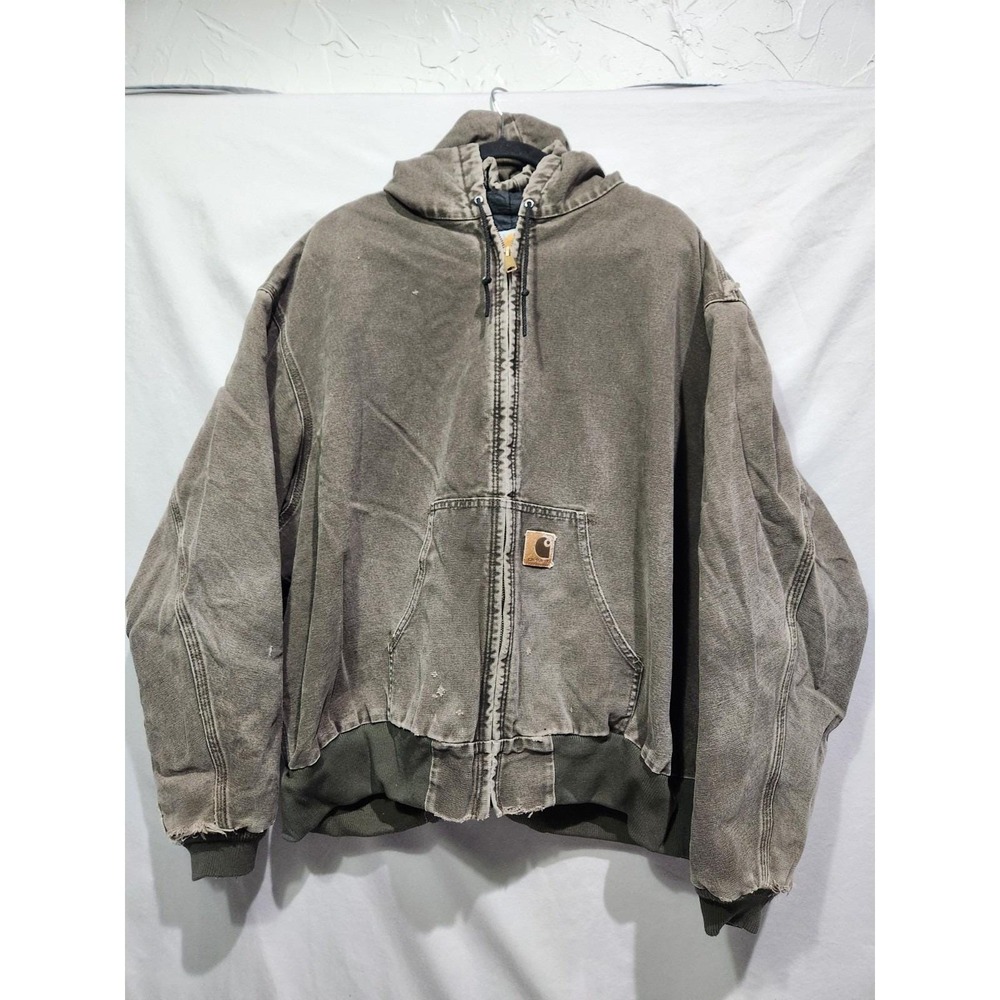 Carhartt J06TMB 4XL Quilted Brown Jacket bomber hooded Workwear Barn Chore Y2K